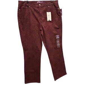 Stretch Pants Womens Ladies Purple Leopard Rail Straight Gloria Vanderbilt SZ 18